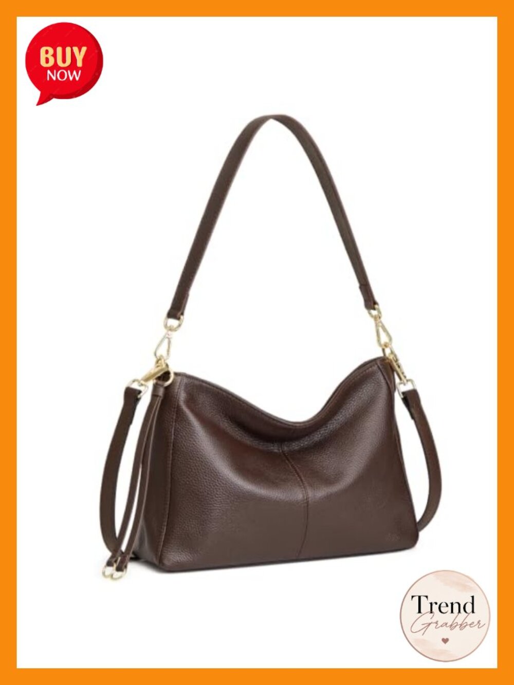 Top Grain Pebbled Cowhide Leather Hobo Slouchy Crossbody Purse Anti Theft